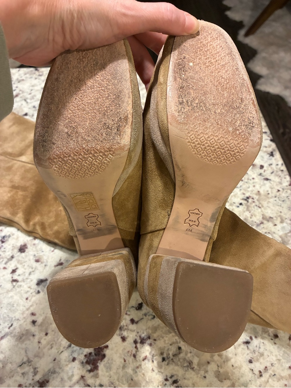 Tory Burch Suede Knee-High Platform Boots - Tan - Picture 8 of 9